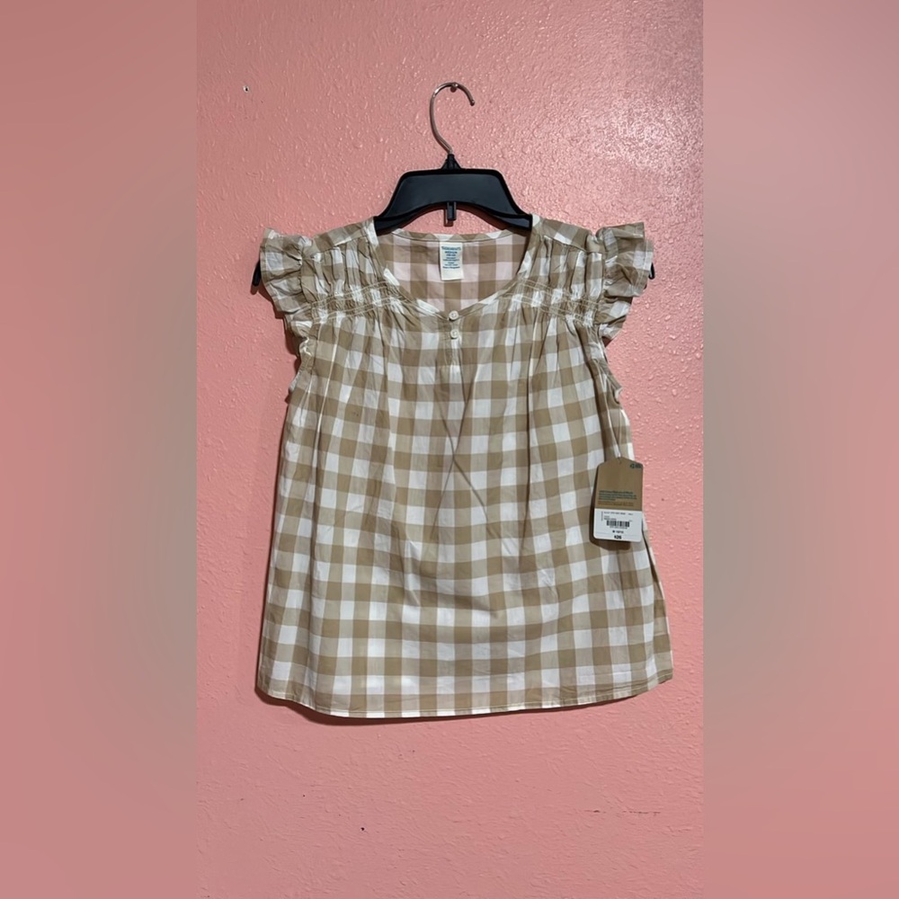 (Y) Thereabout brown plaid shirt M 10/12